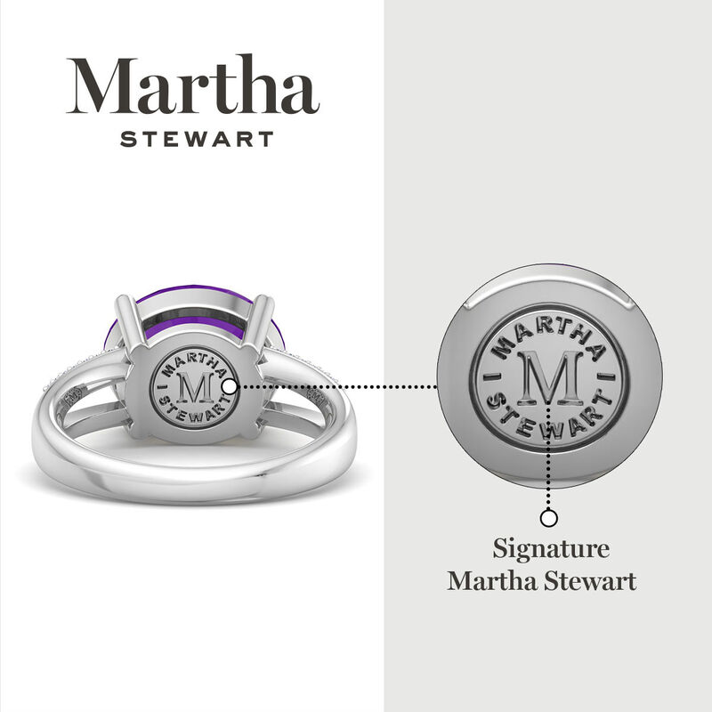 Martha Stewart 6 3/4ctw. Oval Amethyst & Lab Grown Diamond Halo Ring In Sterling Silver image number null